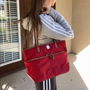 Michael Kors red nylon shoulder tote (medium)